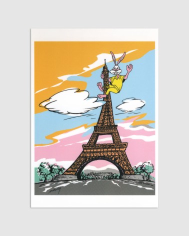 Carte postale Serge le Lapin vintage - Tour Eiffel