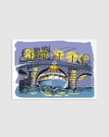 Carte postale Serge le Lapin vintage - Bateau mouche