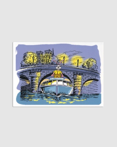 Carte postale Serge le Lapin vintage - Bateau mouche