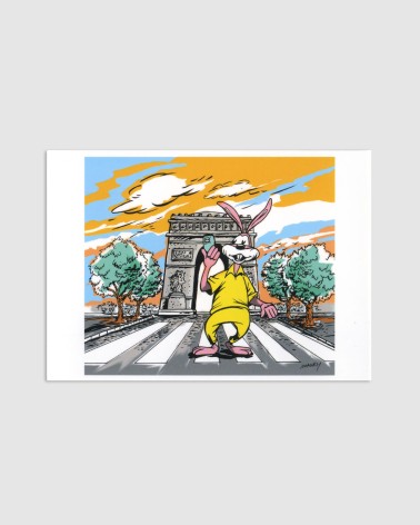 Carte postale Serge le Lapin vintage - Arc de Triomphe