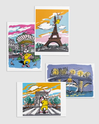 Set de 4 cartes postales Serge le Lapin vintage