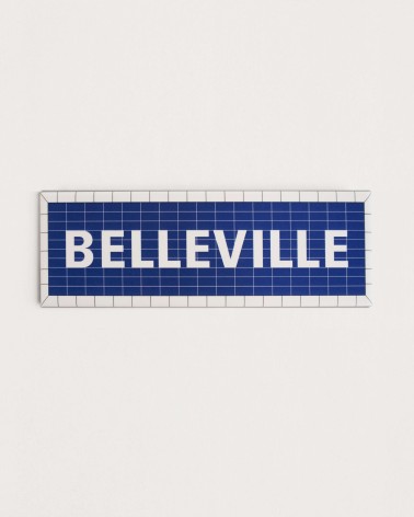 Belleville metro fridge magnet, blue and white - RATP la ligne