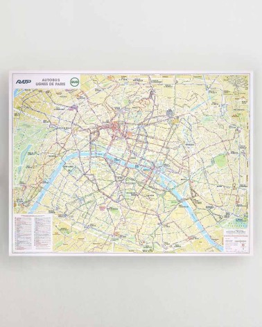 Satin paper poster RATP 1986 bus map - RATP la ligne