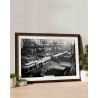 Black and white photography of trams circulating in the Halles district - RATP la ligne