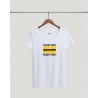 Women's white T-shirt with black, brown and yellow patterns Chic ticket-Shock ticket - RATP la ligne