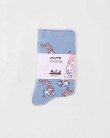 Chaussettes pliées bleues Serge le lapin Ratp la ligne Label Chaussette