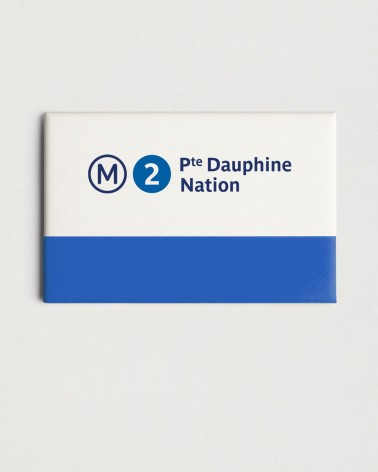 Magnet métro RATP ligne 2 - Porte Dauphine - Nation blanc et bleu - RATP la ligne