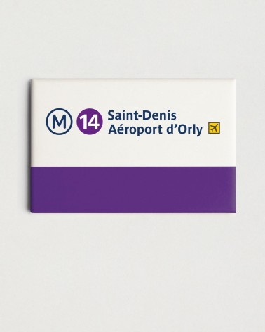 Magnet métro RATP ligne 14 - Saint-Denis - Aeroport d'Orly, blanc et violet - RATP la ligne